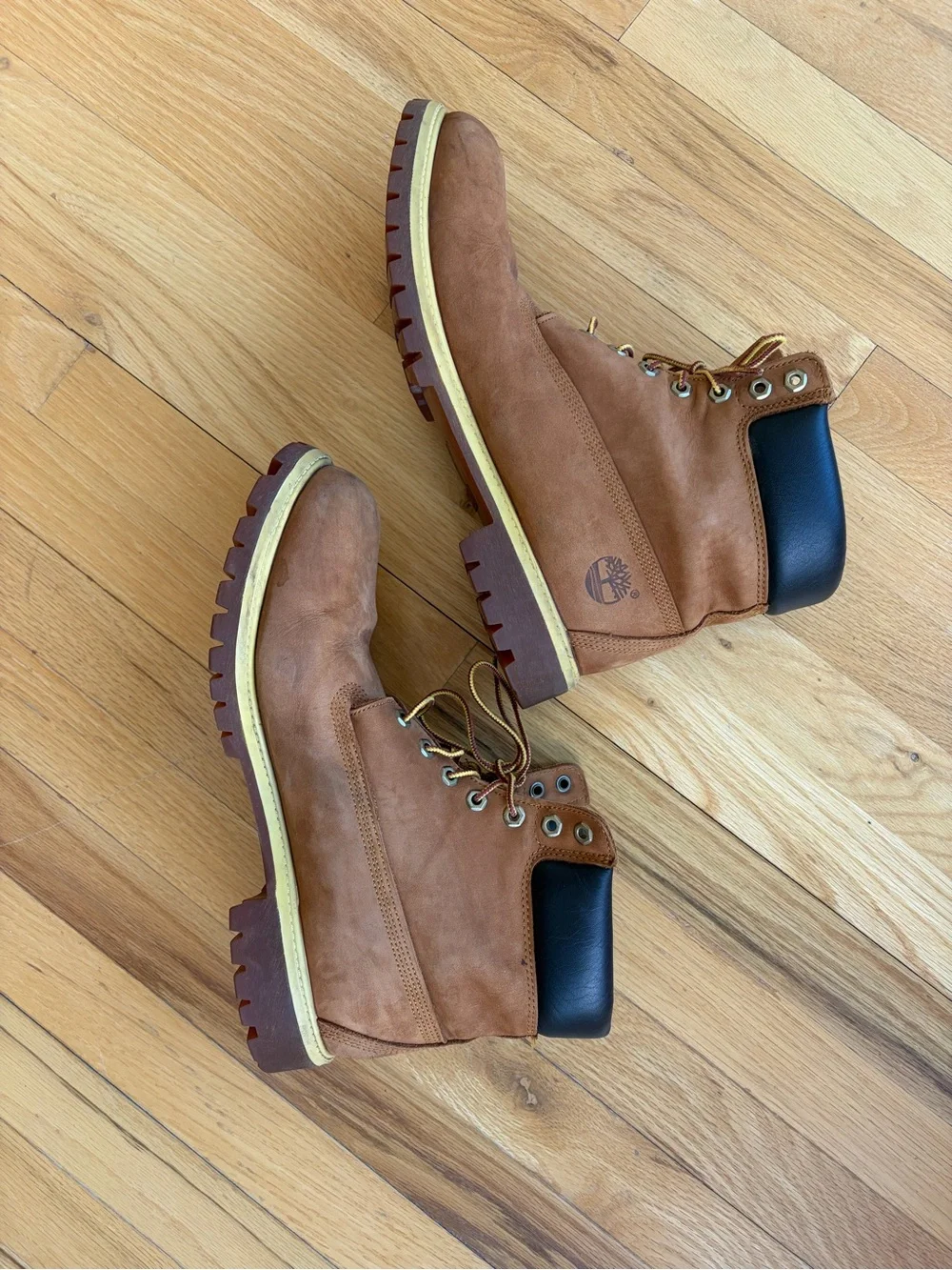 Timberland Men's Wheat Nubuck Work Boots with Black Collar